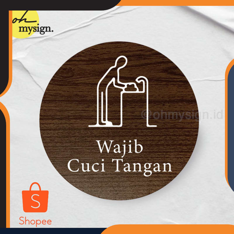 

Promo Wajib Cuci Tangan Sign Board Kayu Bulat Print Signage Label Nama Elegan