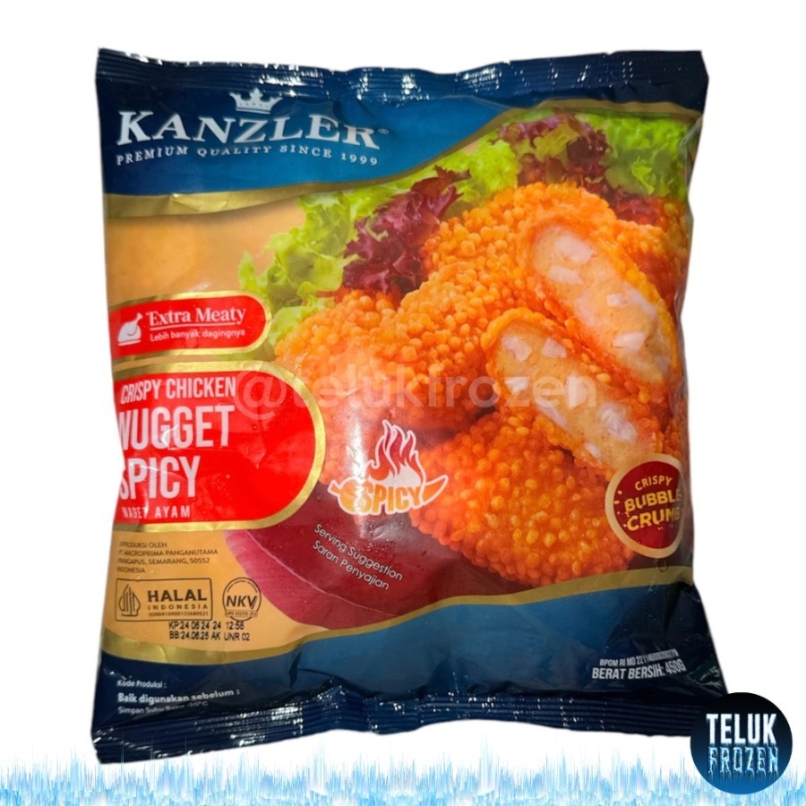 

kanzler crispy chicken nugget spicy 450gr naget ayam pedas 450 g gram nuget halal daging ayam olahan enak bubble crumbs pedes crunchy garing