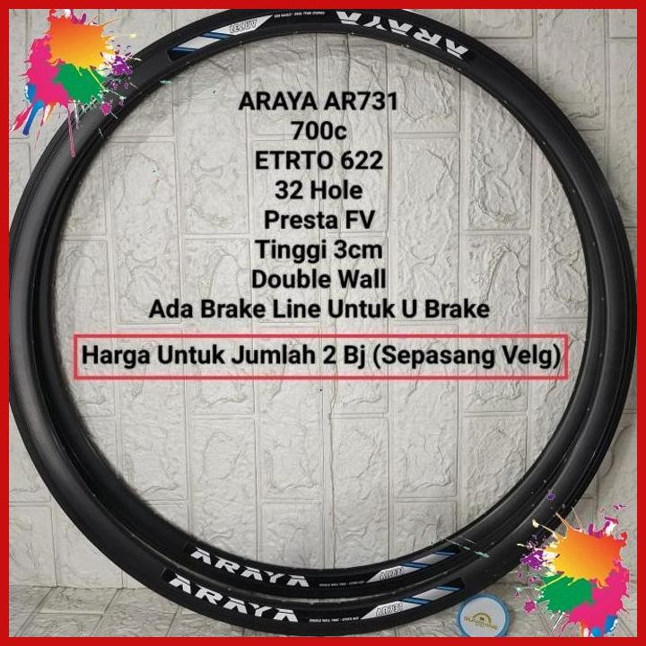 (LIL) VELG RIMS 700C 32H ARAYA AR731 DOUBLE WALL RIM 700 TINGGI 3CM PRESTA