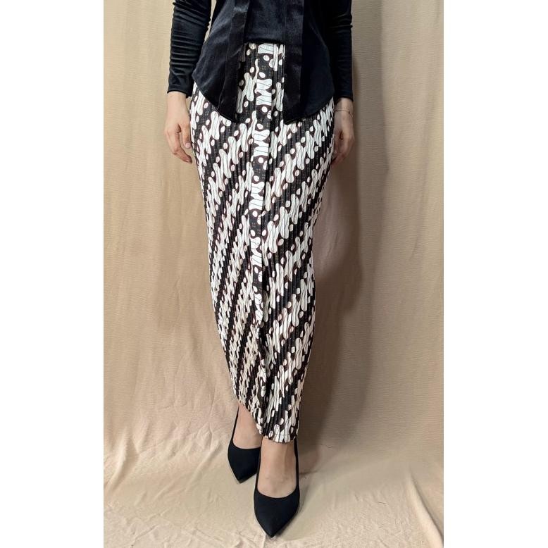 Sale Rok Plisket Batik Parang Seri Putih / Rok Batik Plisket / Rok Kondangan Termurah