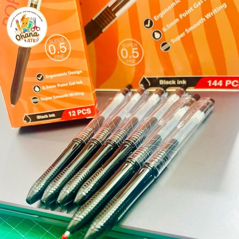 

fsd-34 (12 pcs) Pulpen Gel PORORO SAFARI SF-800 KOKORO Hitam 0.5 Sale