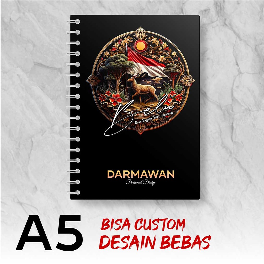 

Blocknote A5 Notebook Custom BELU - NTT Desain Bebas - Spiral Kawat - ATBX2