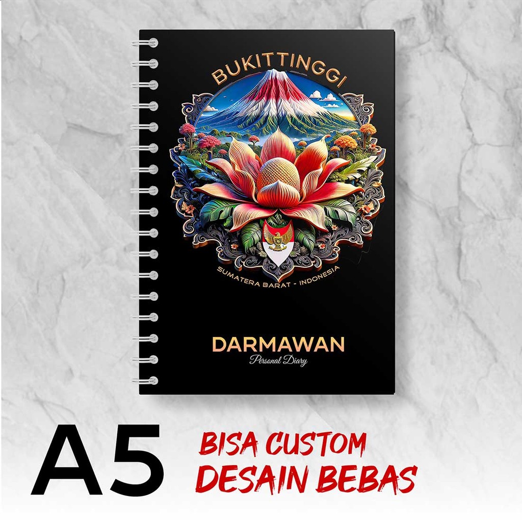

Blocknote A5 Notebook Custom BUKITTINGGI - SUMATRA BARAT Desain Bebas - Spiral Kawat - BKTX5