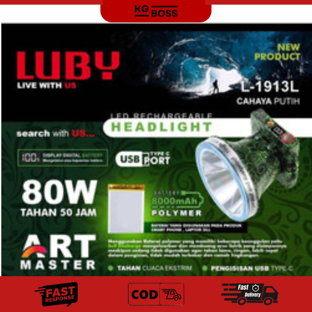 SENTER KEPALA LUBY L1913 80W HEADLAMP LUBY 80WATT L1913 ORIGINAL