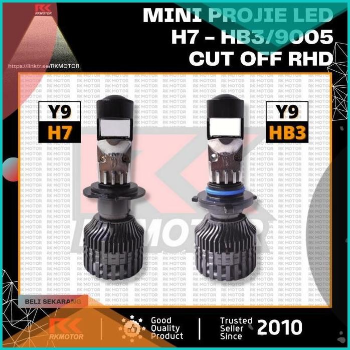 Y9 Mini LED Lens Projie H7 HB3 9005 Cut Off RHD Putih 26W - Garansi 1
