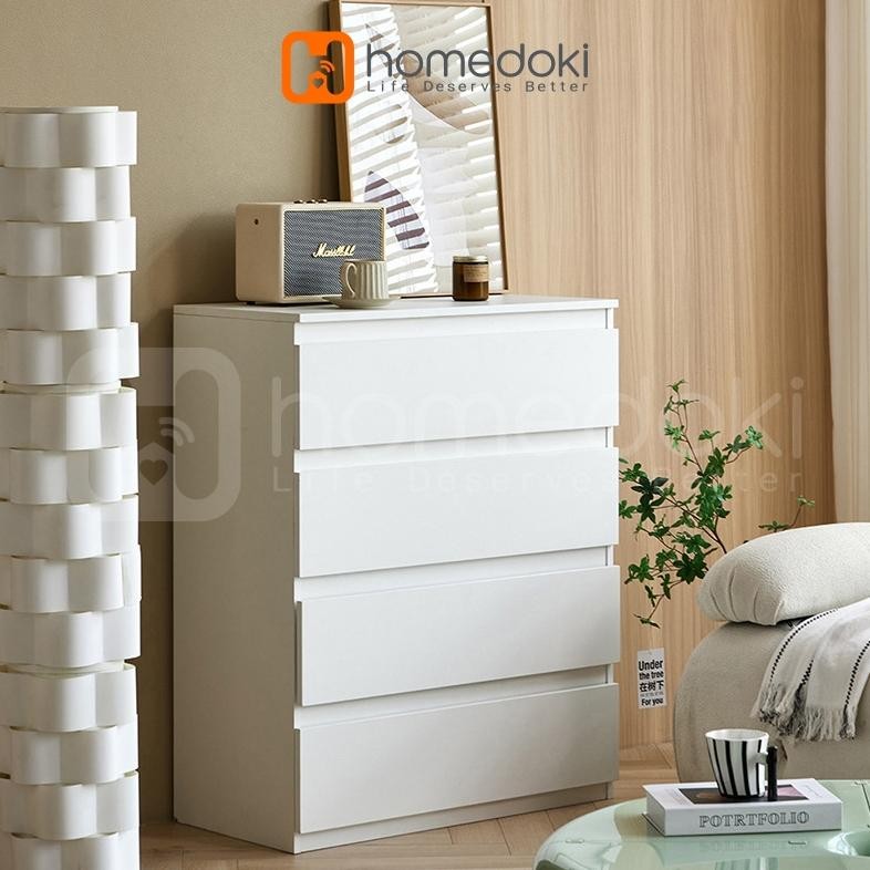 Homedoki Lemari Laci / Lemari Baju Minimalis / Lemari Serbaguna / Lemari Susun Kayu / Lemari Putih M