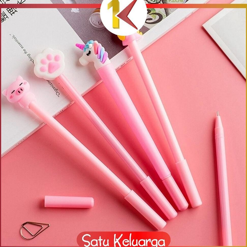 

hj-43 SK-A15 Pulpen Gel Karakter Lucu Set Isi 20PCS Pena FREE Zipper Pouch Tempat Pensil Transparan Murah Viral