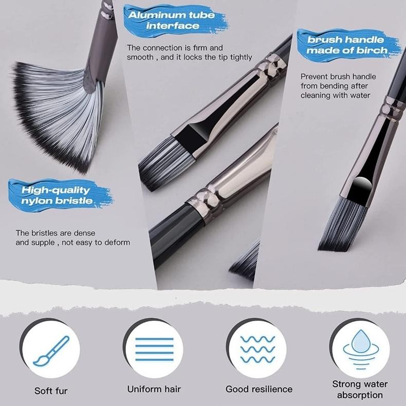 

er-6 24Pcs Kuas Lukis Set / Artist Paint Brushes Set Untuk Artist Acrylic Painting, Watercolor, Oil Hemat