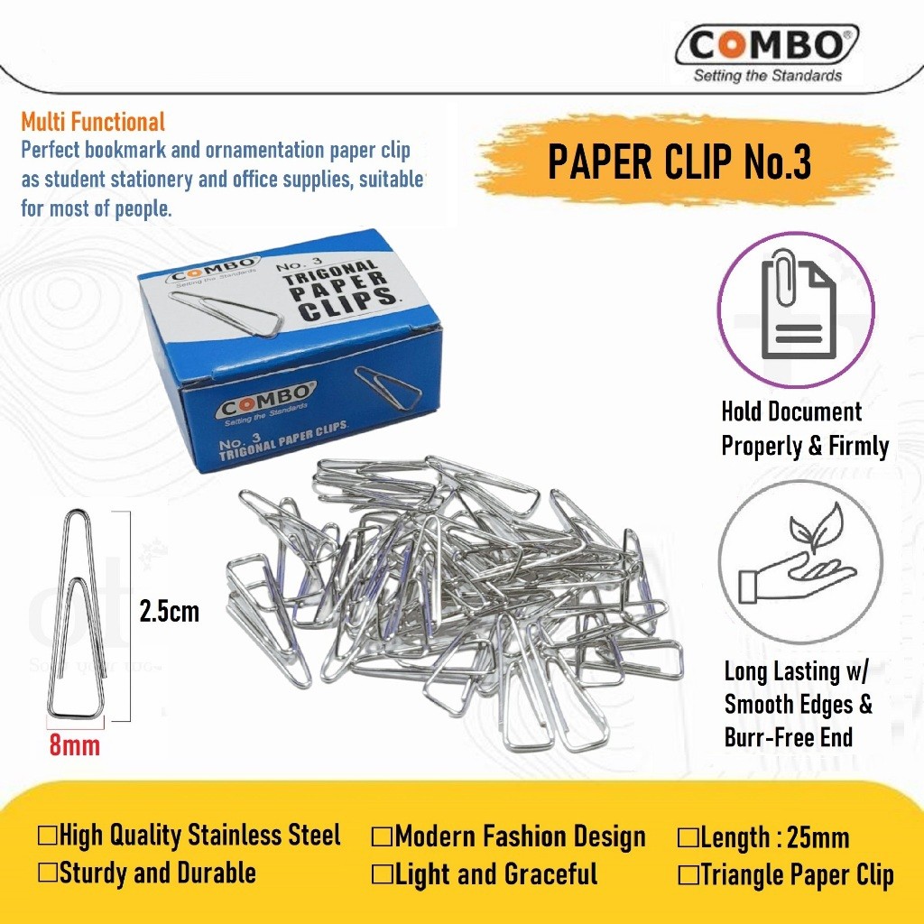 

Metal Klip Trigonal Paper Clip No 3 Combo Paper Clip Kecil Penjepit Kertas Klip Kecil