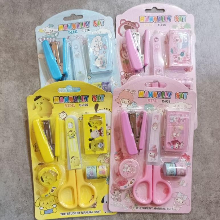 

TU26 KIANDAA 5in1 stationery set atk sanrio lotso lucu gunting hekter washitape melody cinnamoroll Murah