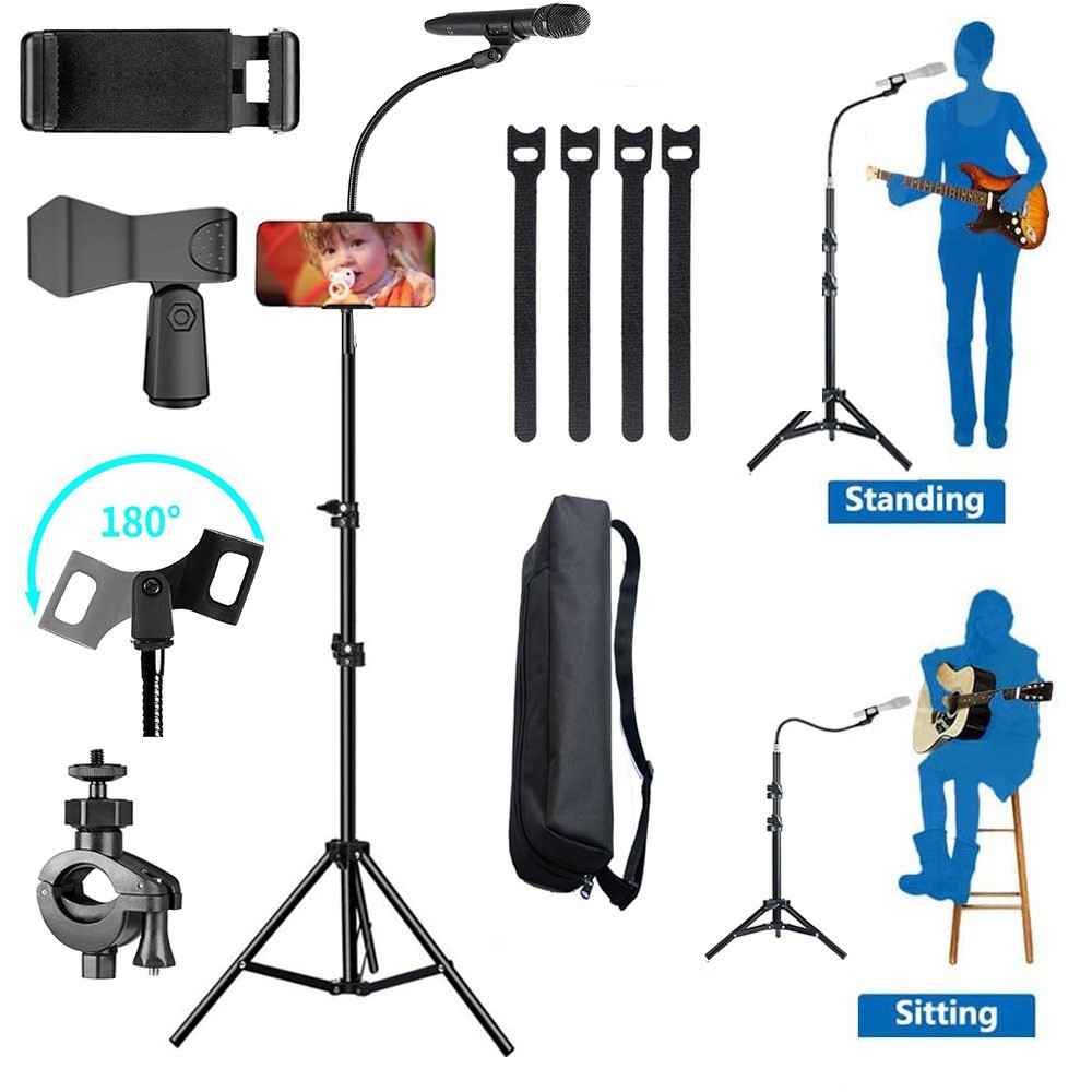 

Dudukan Mikrofon Dudukan Lantai Dudukan Mikrofon Tripod Portabel dengan Klip Ponsel, Dua Klip Mikrofon untuk Streaming Langsung, Panggung, Pesta Pernikahan |EC458D11|