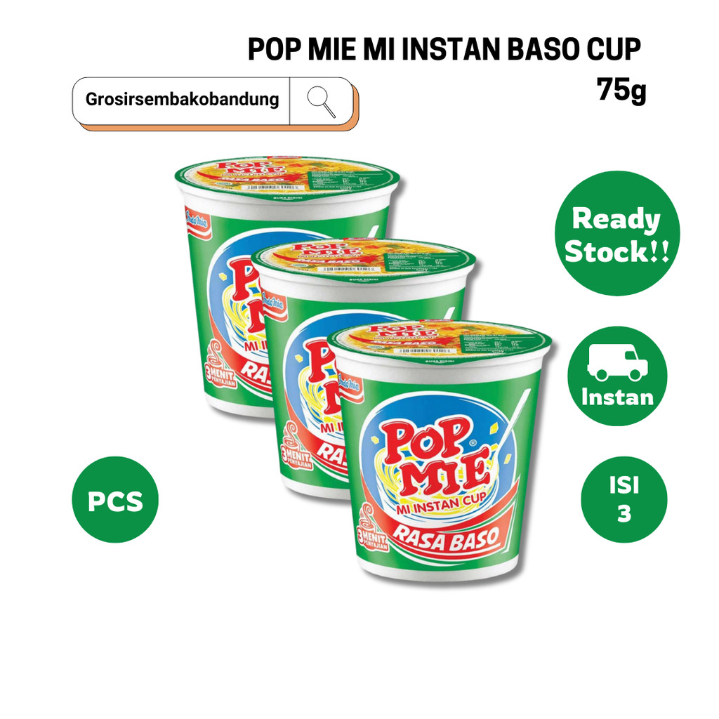 

POP MIE MI INSTAN BASO CUP 75g - 3 Pcs - Kota Bandung