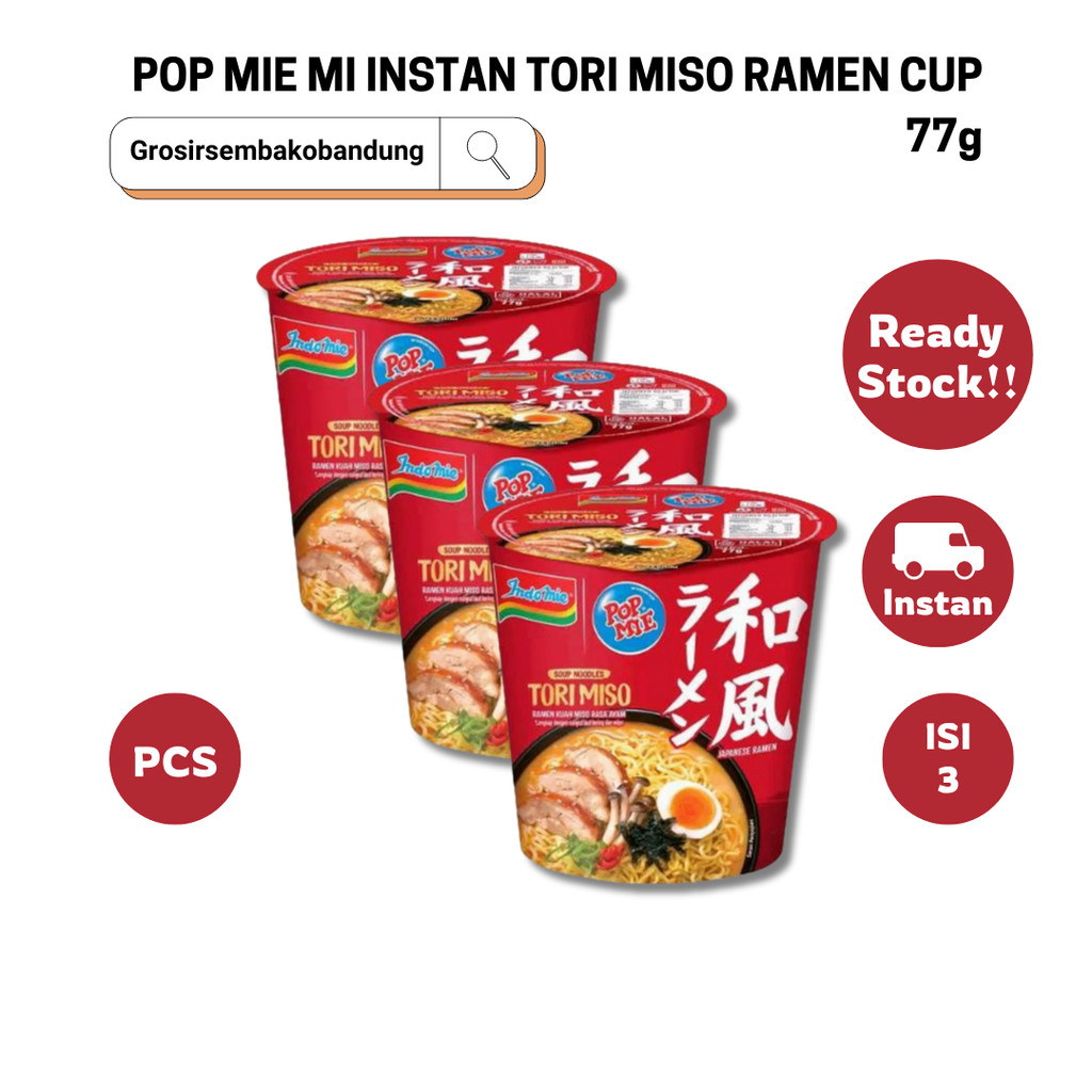 

POP MIE MI INSTAN TORI MISO RAMEN CUP 77g - 3 Pcs - Kota Bandung