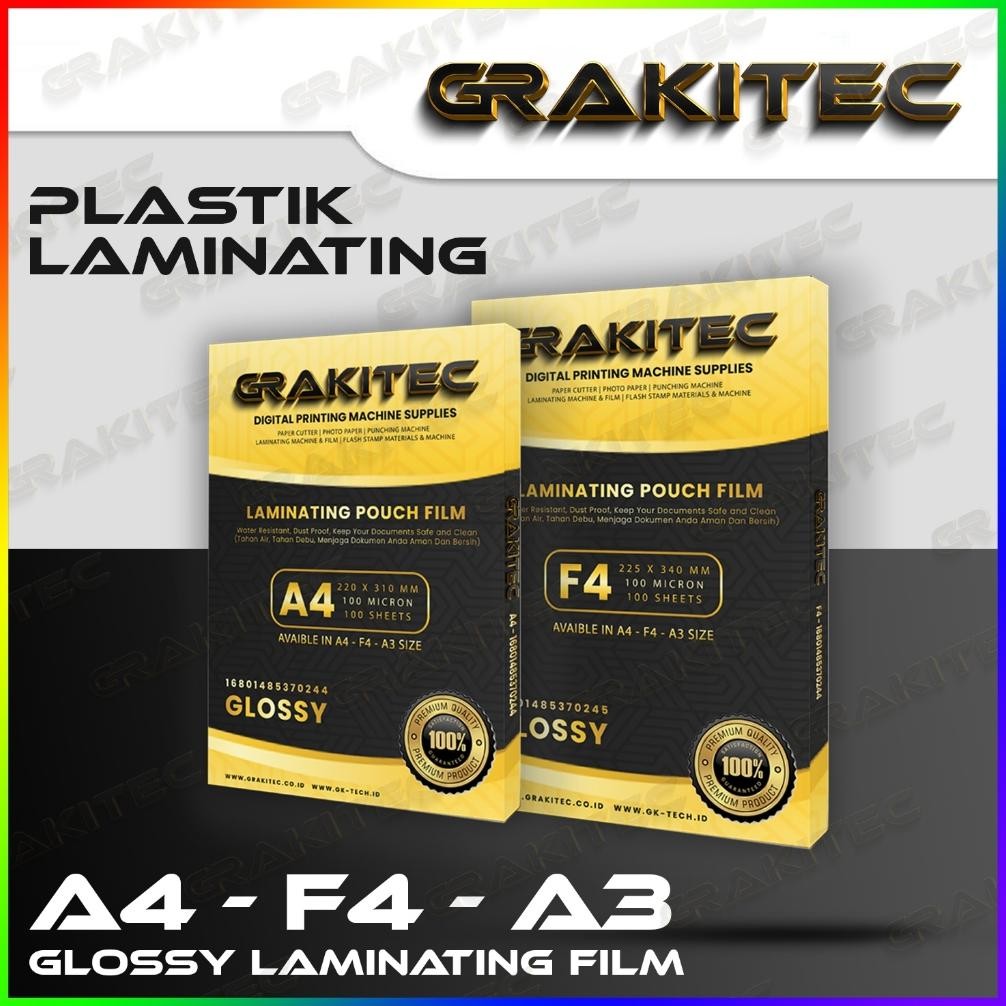 

Sale Plastik Laminating Film F4 A4 A3+ Glossy 100 Micron 100 Pcs Grakitec Sby Baru
