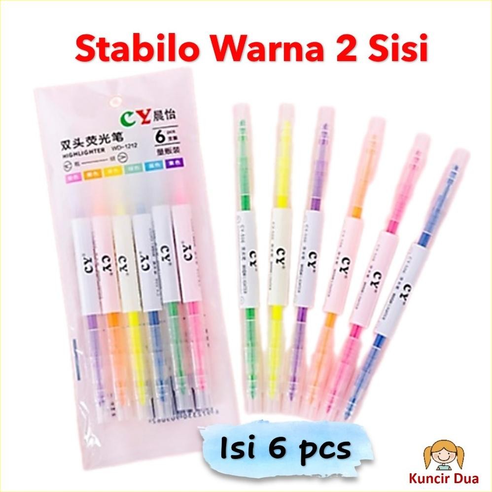 

STABILO WARNA 2 SISI 1 Set isi 6 Pcs Highlighter 2 Sisi 6 PCS