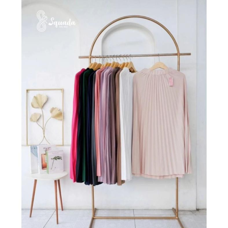 Um57 Squada - Rok Plisket Premium A Line Mayung 18 Warna Lengkap Hitam Putih Navy Pastel Coklat Milo