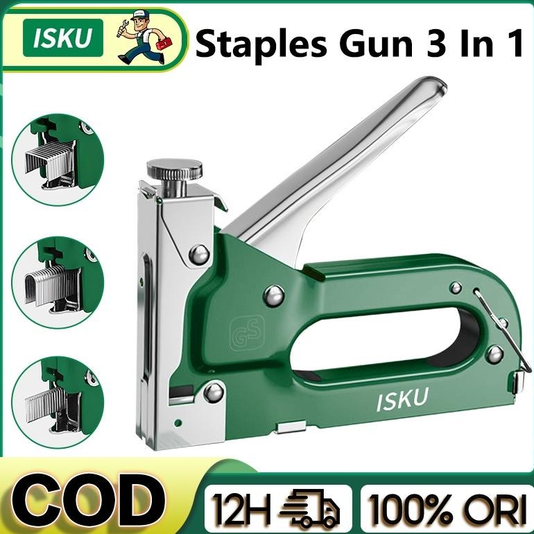 

My56 ISKU Staple Gun/Staples Tembak 3 in 1 3 Jenis Staples /Alat Perkakas acker Stapler Staples Perekat Powerfull Termurah