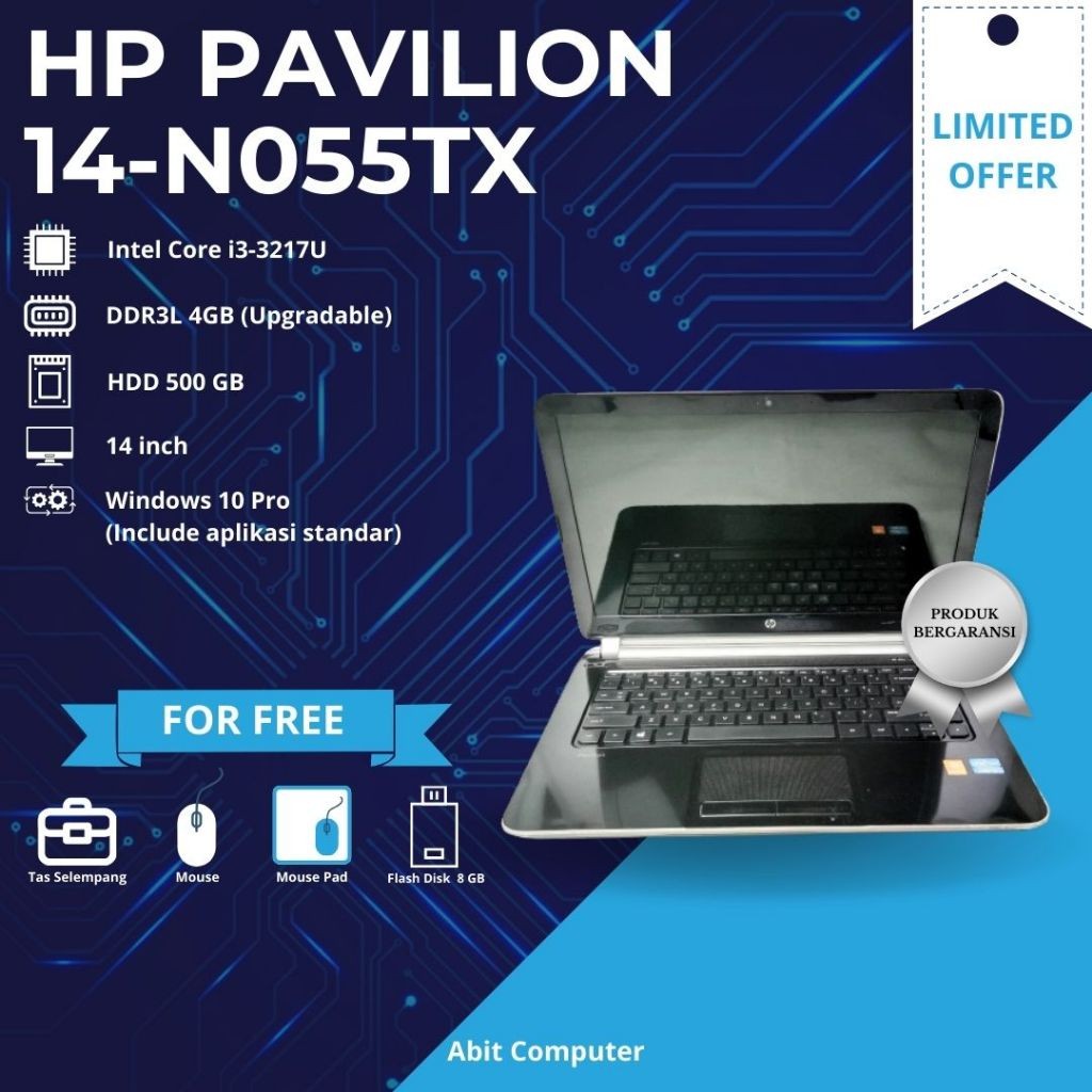 LAPTOP SECOND HP PAVILION 14-N055TX CORE I3-3217U