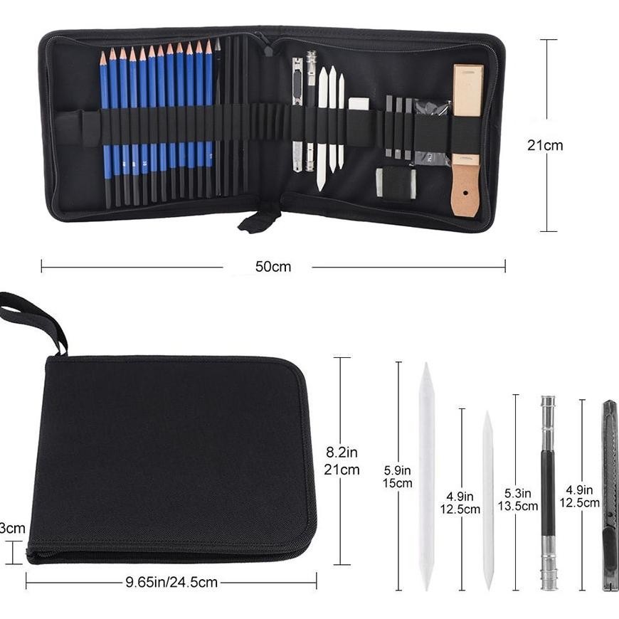 

Oz67 SUTANG 33PCS/35PCS/Set Sketch Pencil Pisau Penghapus dan Pensil Gambar untuk Keperluan Sekolah Pencil Drawing Set Original