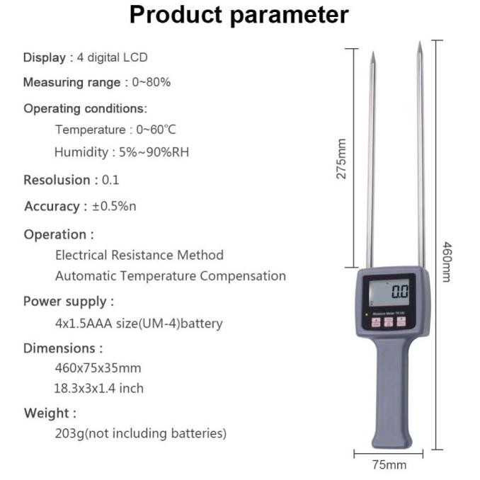 Moisture Meter Tk100 Grain Tk-100 Mc Tester 0-80% Wide Range Tk 100