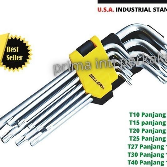 Kunci L Bunga Set 9 Pcs Sellery / Kunci L Bintang Set Sellery T10-T50