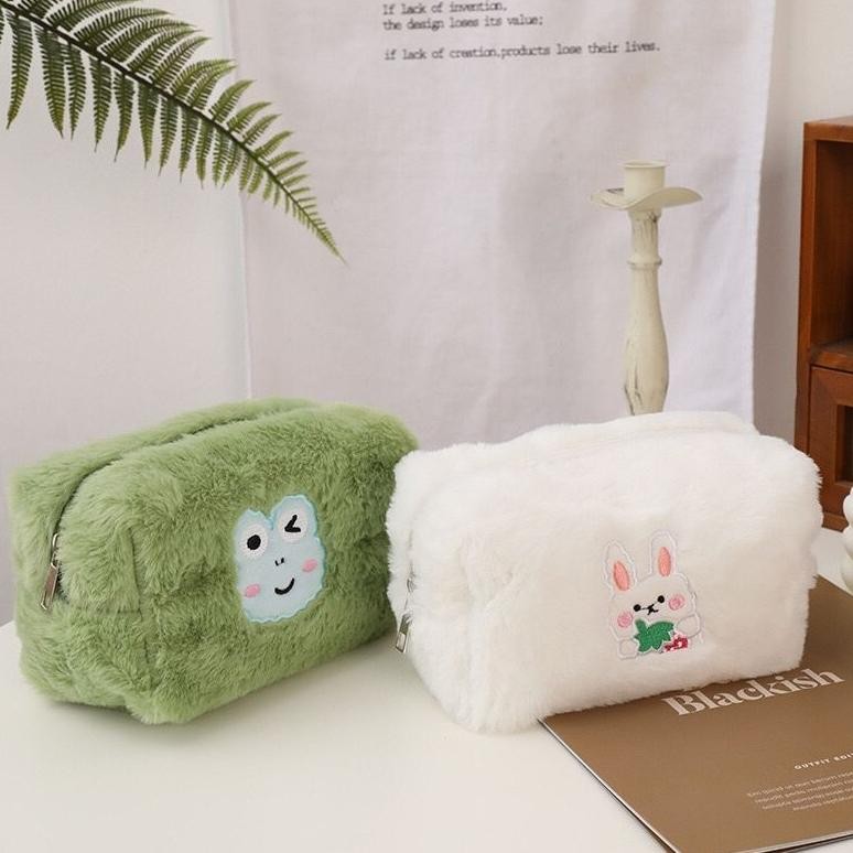 

qw-45 [MILOLI] Kotak Pensil FURRY CARTOON FROG L0TS0 RABBIT Pouch Fluffy Pencil Bag Tempat Pensil Resleting Stationery - F0242 Termurah