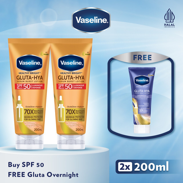 Buy 2x Vaseline Gluta-Hya SPF50 200ml Free Gluta Hya Overnight 200ml