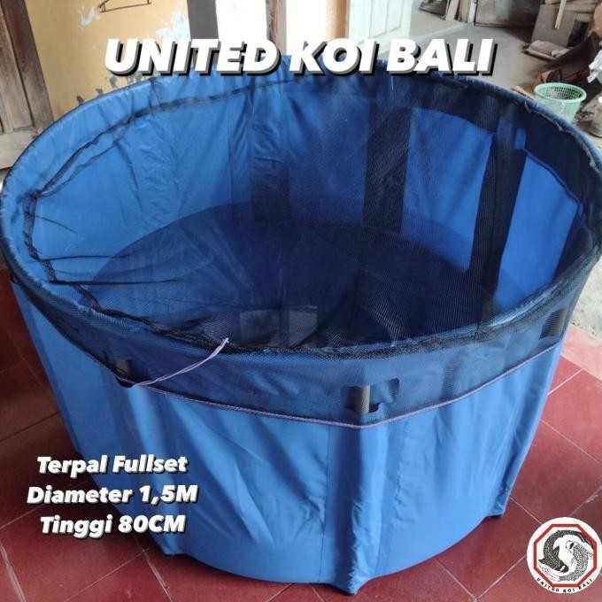 KOLAM TERPAL VET BULAT ORCHID FULLSET TERPAL IKAN KOI DIAMETER 1,5 M