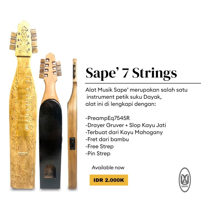MURAH sape dayak 7 senar (alat musik tradisi dayak)