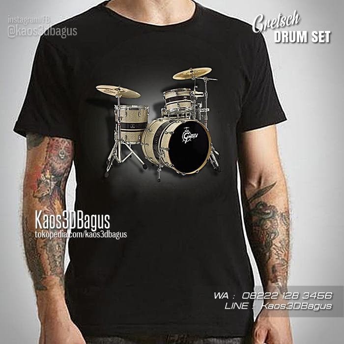 BERMUTU KAOS DRUM SET Kaos ALAT MUSIK Drummer Gretsch Drum