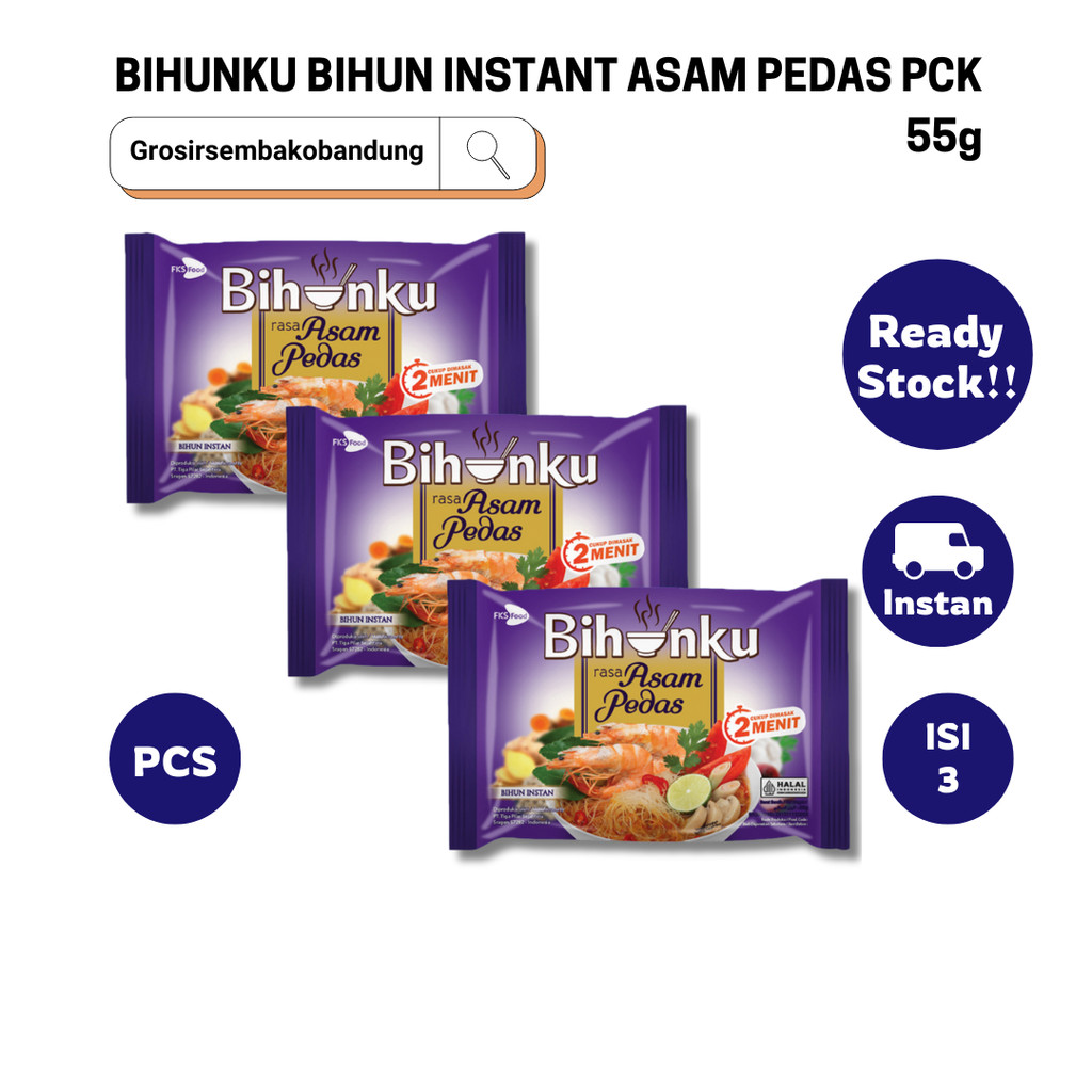 

BIHUNKU BIHUN INSTANT ASAM PEDAS PCK 55g - 3 Pcs - Kota Bandung