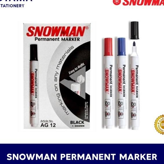 

Spidol Snowman Permanent Marker Ag 12 / G 12 - 1 Lusin Isi 12 Pcs
