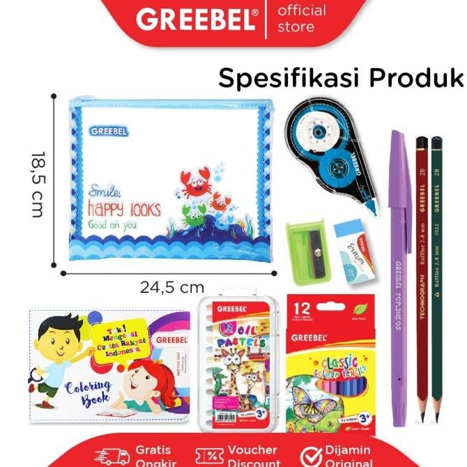 

dg-78 GREEBEL Paket Alat Tulis (SET 720 T) / Stationary / Stationery Set / Alat Tulis Sekolah / Alat mewarnai Anak Premium