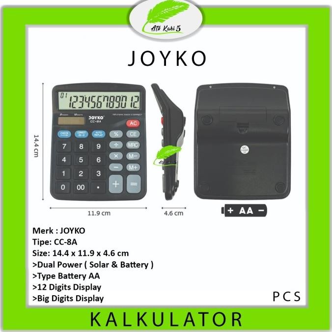 

ew-98 Calculator / Kalkulator Joyko CC-8A / 12 Digits - Check Correct Berkualitas