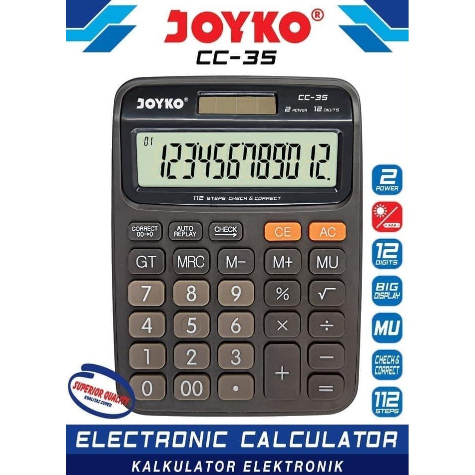 

se-7 Calculator / Kalkulator Joyko CC-35 / 12 Digits / Check Correct Terlaris