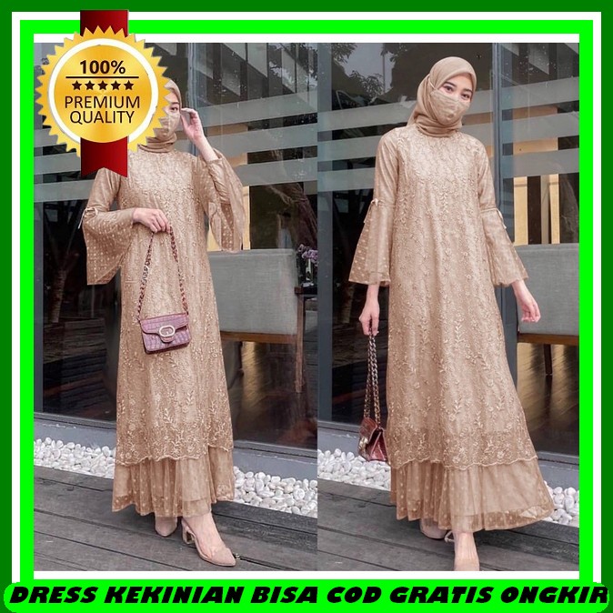 Atasan Wanita Kekinian Lengan Panjang Remaja Brukat Dress Kondangan Wedding Dres Brokat Driss Brukat