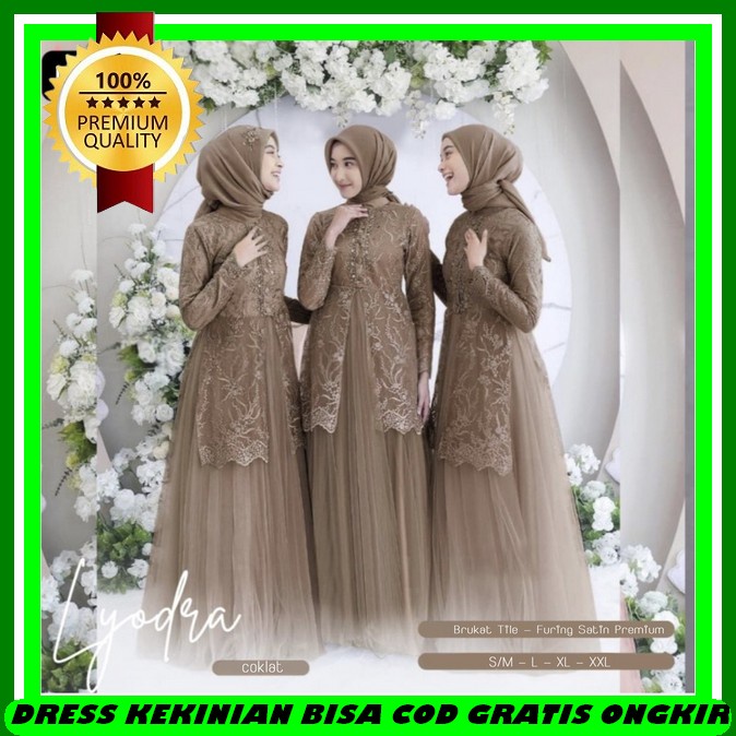 Dress Pesta Wanita Elegan Party Dres Hijab Kekinian Baju Brokat Kondangan Terbaru 2023 Remaja Dreas 