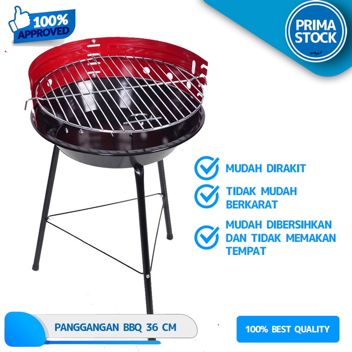Terlaris Panggangan Alat Bakar Bbq Grill Portable 36 Cm 14 "In Standing Berdiri