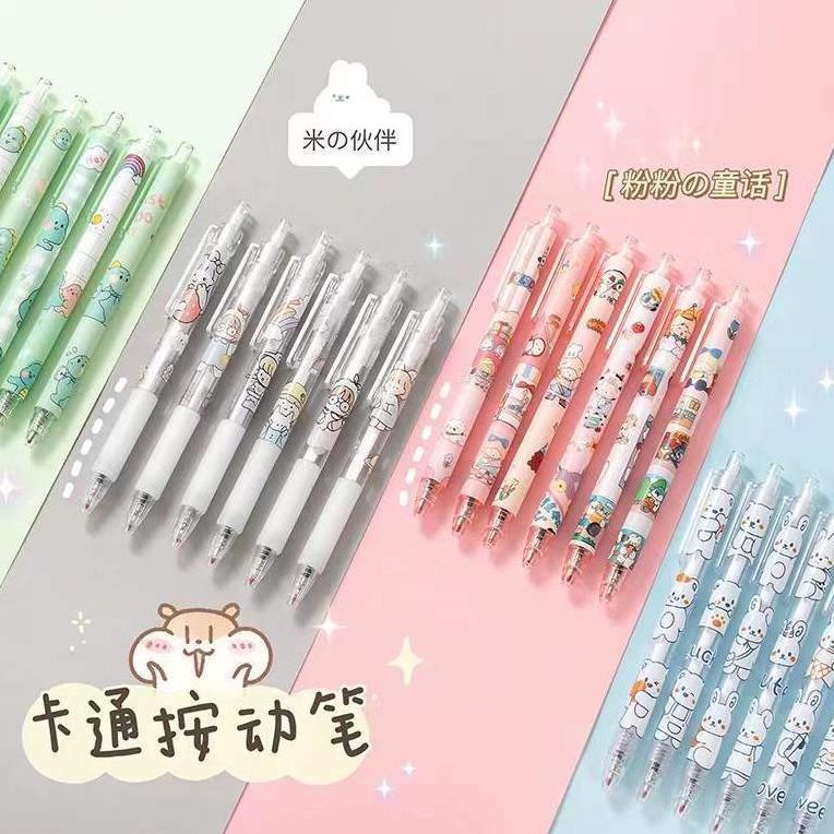 

Limited 1 Pak Berisi 6 Pulpen Gel Kartun/Pena Gel Mekanik Pola Lucu-0,5Mm Hitam Jbt