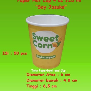 DealsKk9K4 Paper Hot Cup 4 oz sweetcorn" Say Jasuke" isi 50 pcs Gelas kertas Cup Kecil Kualiatas Pre