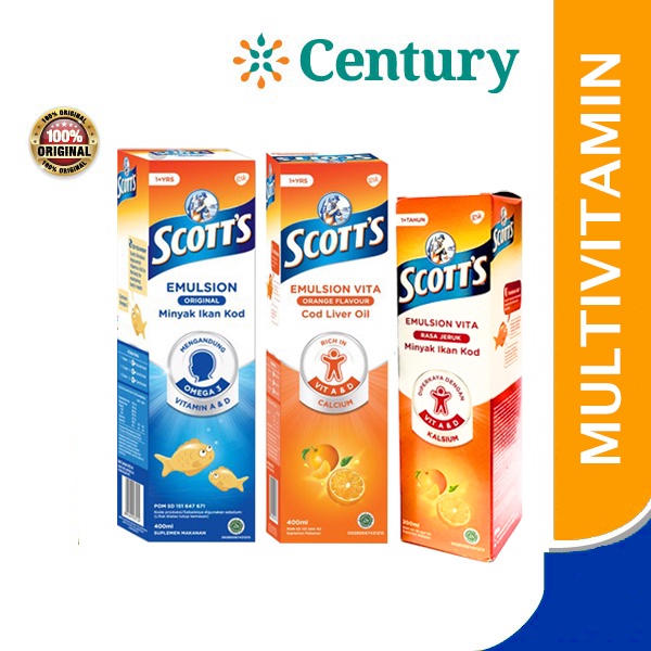 Scott's Emultion / Scott Original/Scott's/Multivitamin Anak/ Suplement Minyak Ikan / Cod Liver Oil
