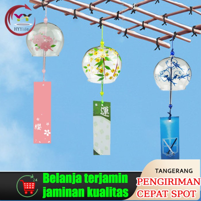 Terlaris Lonceng Angin Lonceng Angin Kaca Gantung Motif Bunga Sakura Bahan Kaca
