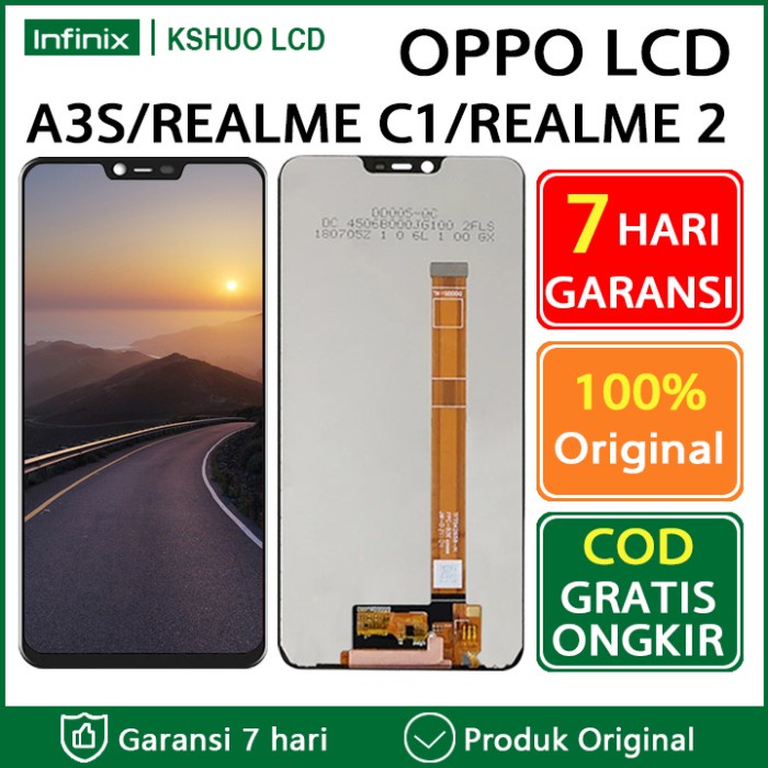 {SinarStore} ORI LCD  TOUCHSCREEN OPPO A3S / NEW ORIGINAL - Hitam - ORIGINAL LCD OPPO A3S Limited