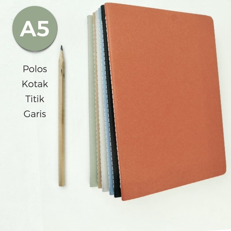 

[PROMO NC8C] Notebook Simple Aesthetic Buku Tulis catatan kuliah A5 JILID JAHIT isi Polos Dot Grid putih coklat samson CUSTOM 114