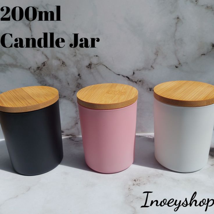 ➹→❆❂ 200ml candle glass jar wood lid/tempat lilin/ tempat bumbu/toples kaca tutup kayu Big Sale