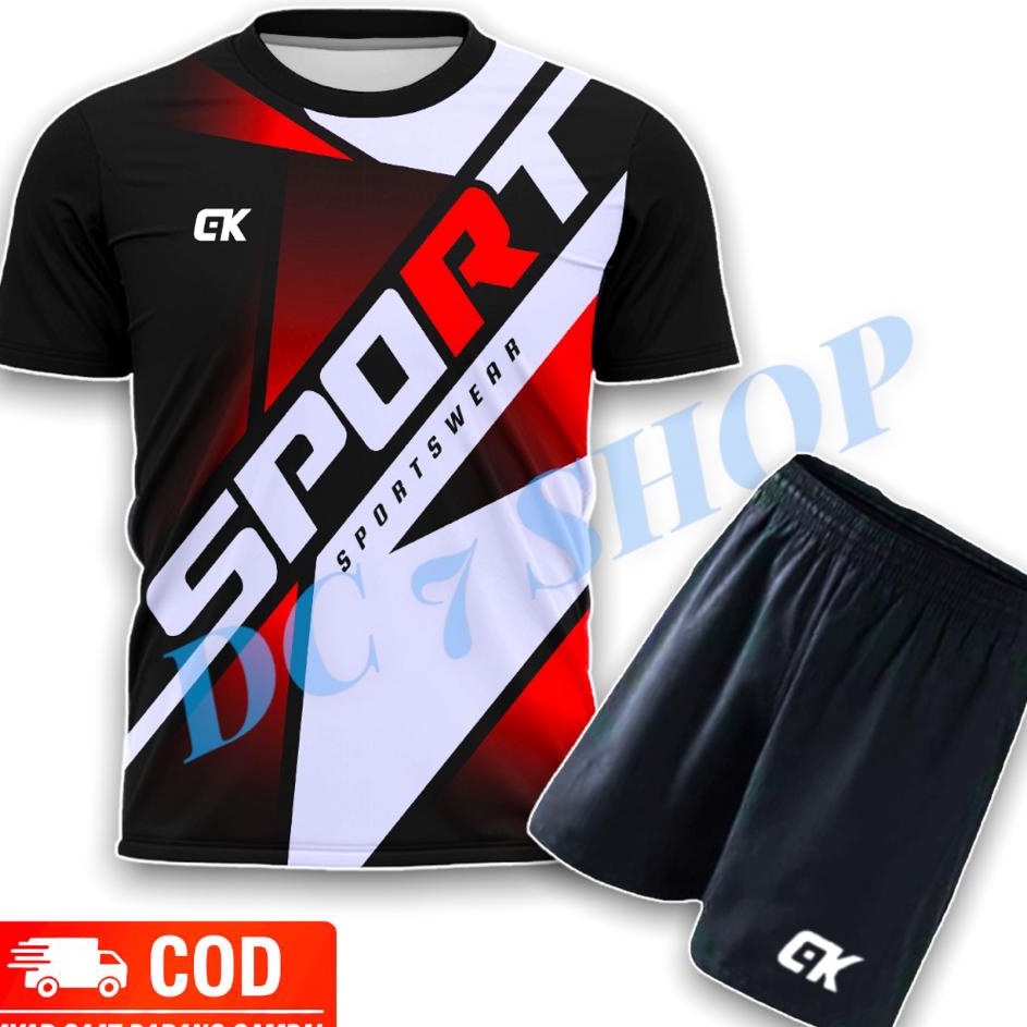 ➞ DC7 Setelan Baju dan Celana Baju Badminton Kaos Bulutangkis MZN Full Print Dewasa Size M L XL MZN 
