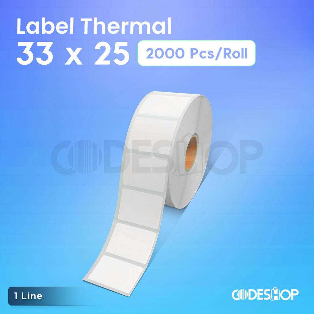 

Stiker Label Thermal 33x25 mm 1 Line isi 2000 Pcs Gap 2mm Perforasi