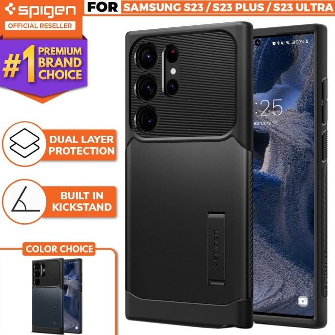 Case Samsung S23 Ultra S 23 Plus Spigen Slim Armor Stand Casing Cover
