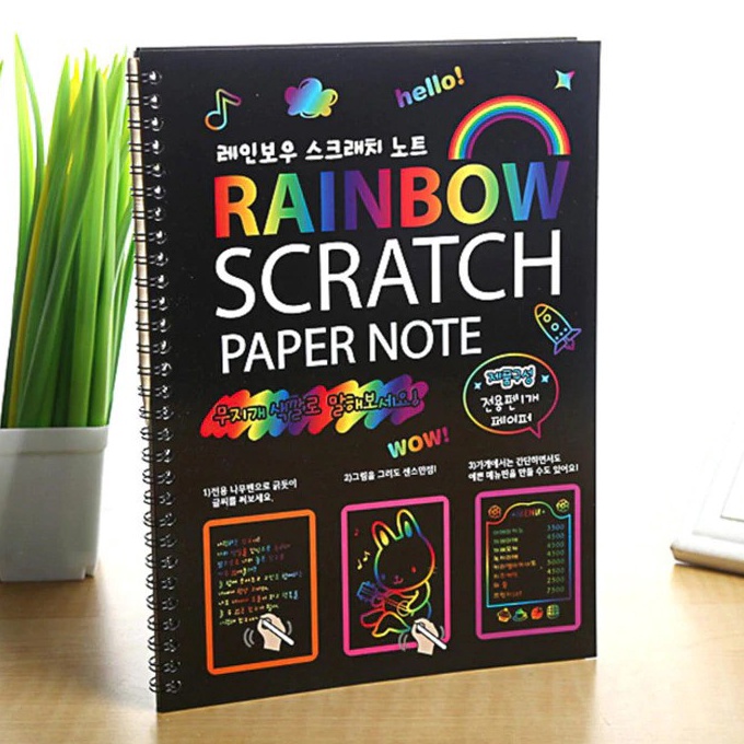 

[I-S➤✓7> Magic Color Rainbow Scratch Paper Note book 19X26cm/ trendiing.!