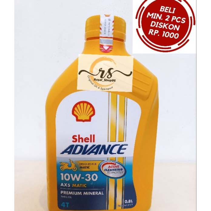 Terlaku. OLI SHELL AX5 MATIC SAE 10W-30 800 ML Original Oli Motor Beat Oli Motor Vario Oli Motor Mat